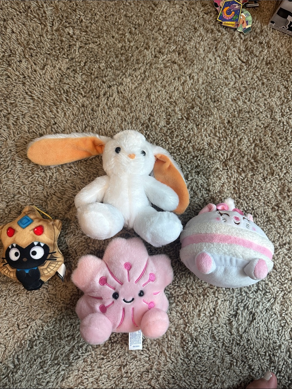 White Plush Bunny with Orange Ears - Soft Stuffed Animal